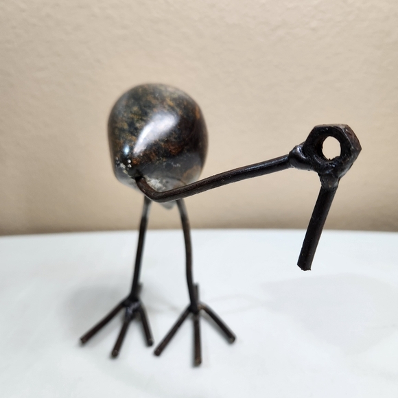 Vintage Stone & Iron Shorebird Brutalist Sculpture-Signed - Picture 2 of 6